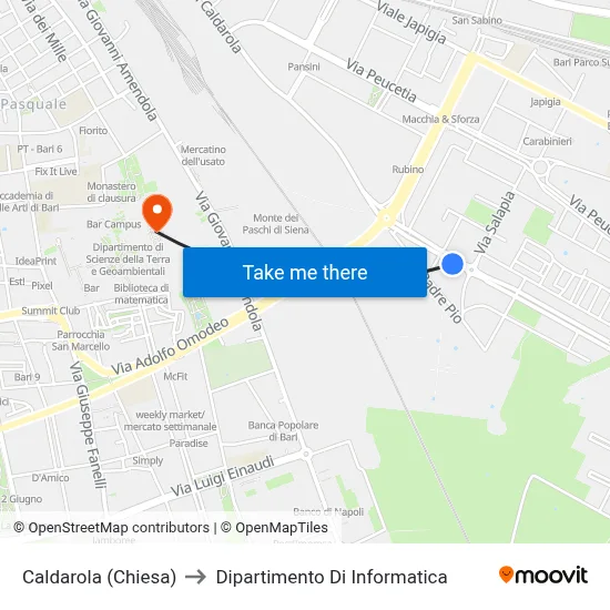 Caldarola (Church) to Computer Science Department map