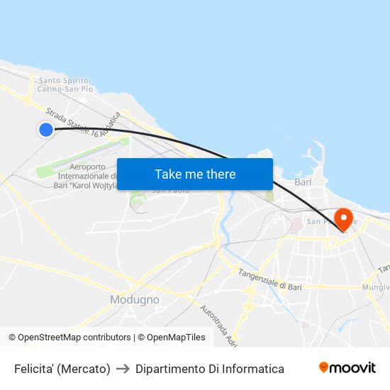 Felicita' (Mercato) to Dipartimento Di Informatica map