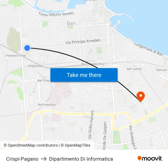 Crispi-Pagano to Computer Science Department map