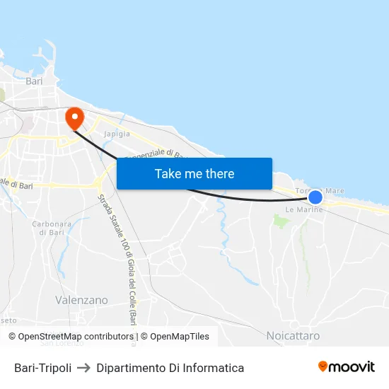 Bari-Tripoli to Computer Science Department map