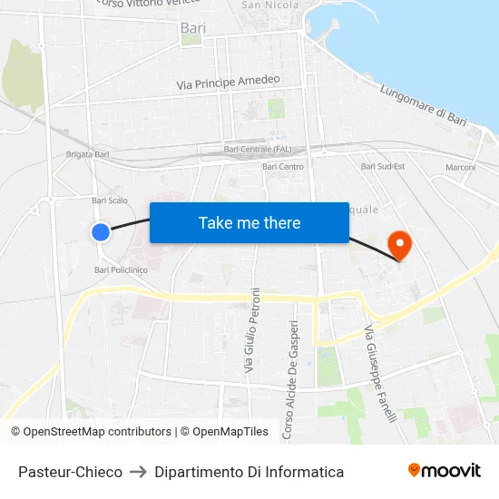 Pasteur-Chieco to Computer Science Department map