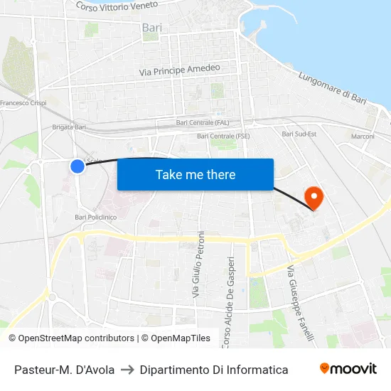 Pasteur-M. D'Avola to Computer Science Department map
