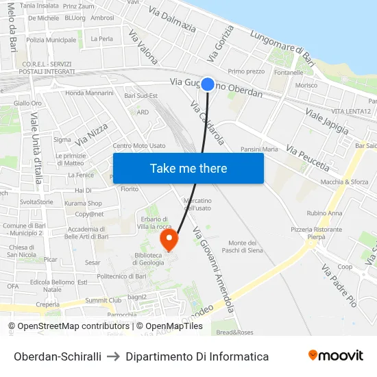 Oberdan-Schiralli to Computer Science Department map