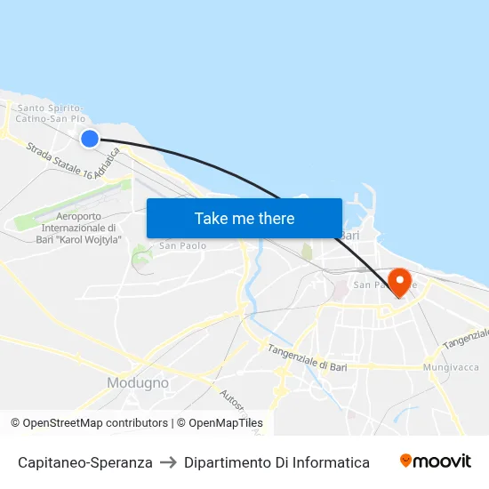 Capitaneo-Speranza to Computer Science Department map