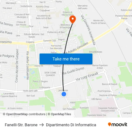 Fanelli-Baron Street to Computer Science Department map