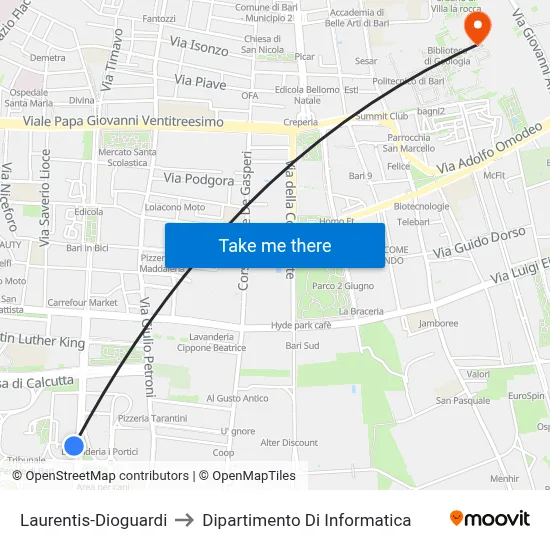 Laurentis-Dioguardi to Computer Science Department map