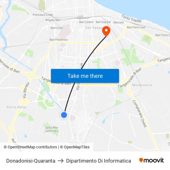 Donadonisi-Quaranta to Dipartimento Di Informatica map