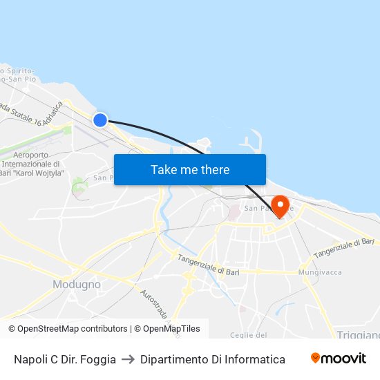 Napoli C Dir. Foggia to Dipartimento Di Informatica map