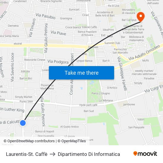 Laurentis-St. Caffè to Dipartimento Di Informatica map