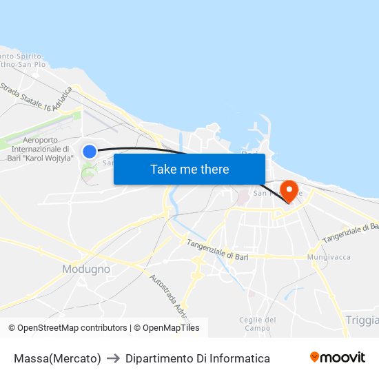 Massa(Mercato) to Dipartimento Di Informatica map