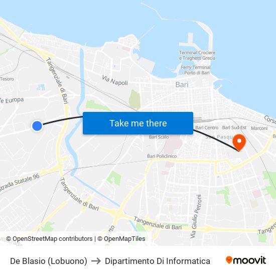 De Blasio (Lobuono) to Dipartimento Di Informatica map