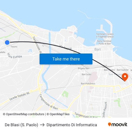De Blasi (S. Paolo) to Dipartimento Di Informatica map