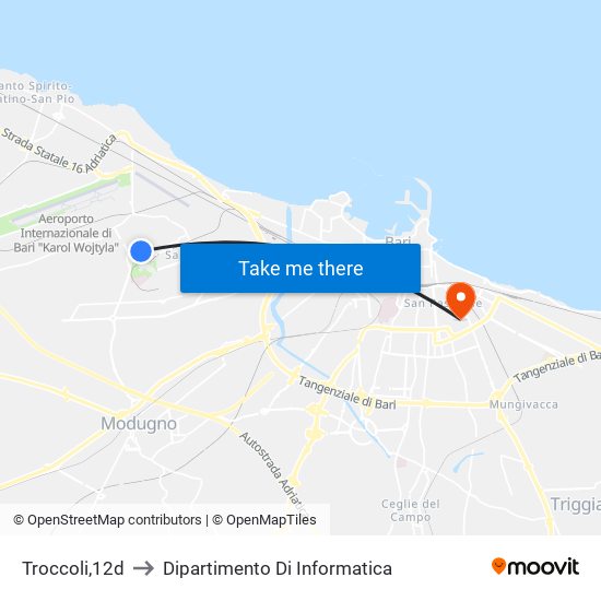 Troccoli,12d to Dipartimento Di Informatica map