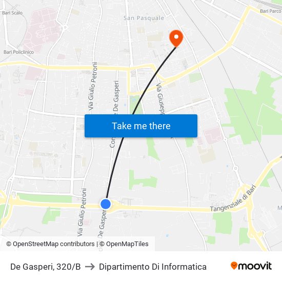De Gasperi, 320/B to Dipartimento Di Informatica map