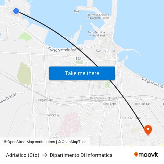 Adriatico (Cto) to Dipartimento Di Informatica map