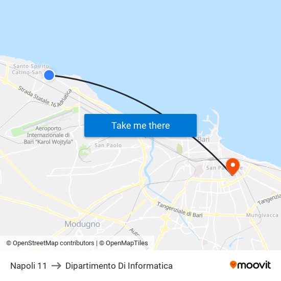 Napoli 11 to Dipartimento Di Informatica map
