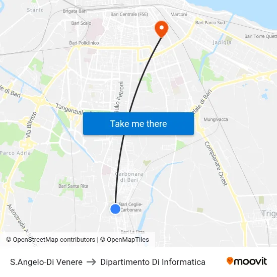 S.Angelo-Di Venere to Computer Science Department map