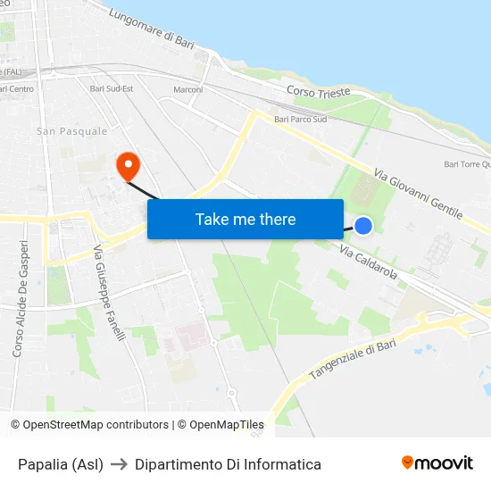 Papalia (Health Center) to Computer Science Department map