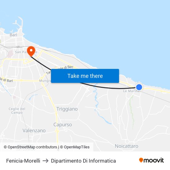 Fenicia-Morelli to Dipartimento Di Informatica map