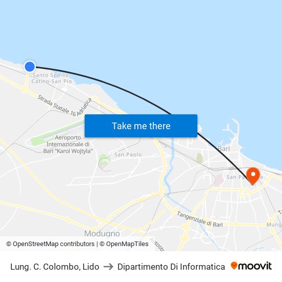 Lung. C. Colombo, Lido to Dipartimento Di Informatica map