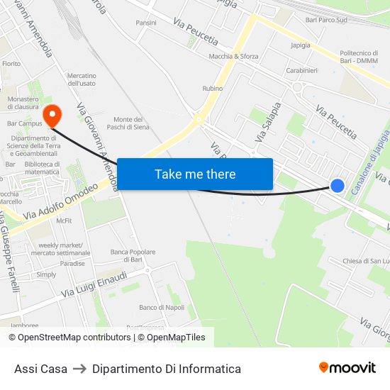Assi Casa to Dipartimento Di Informatica map