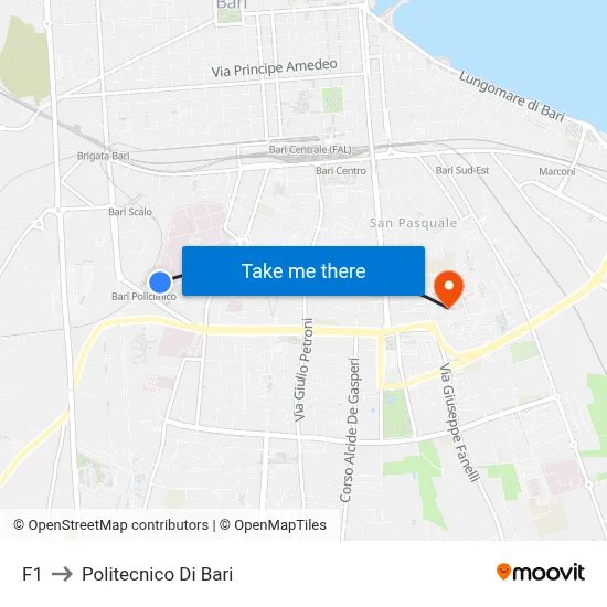 F1 to Polytechnic of Bari map