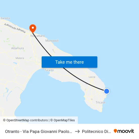 Otranto - Via Papa Giovanni Paolo II 30-32 to Polytechnic of Bari map