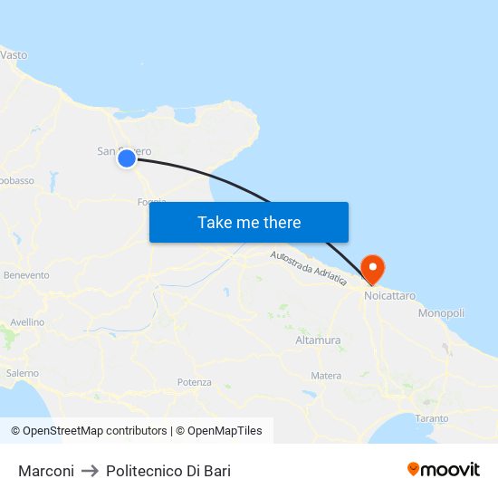Marconi to Politecnico Di Bari map
