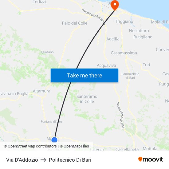 Via D'Addozio to Politecnico Di Bari map
