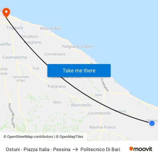 Ostuni - Piazza Italia - Pessina to Politecnico Di Bari map