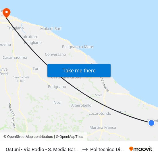 Ostuni - Via Rodio - S. Media Barnaba to Politecnico Di Bari map