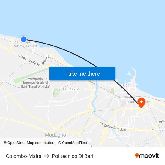 Colombo-Malta to Politecnico Di Bari map