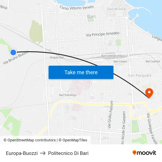 Europa-Buozzi to Polytechnic of Bari map
