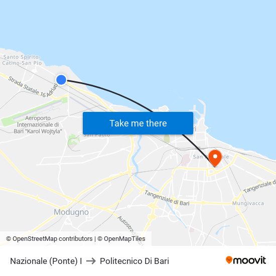 Nazionale (Ponte) I to Politecnico Di Bari map