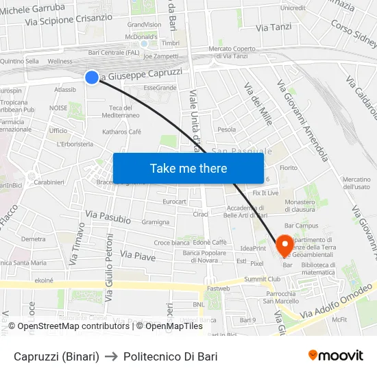 Capruzzi (Tracks) to Polytechnic of Bari map