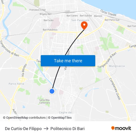 De Curtis-De Filippo to Politecnico Di Bari map