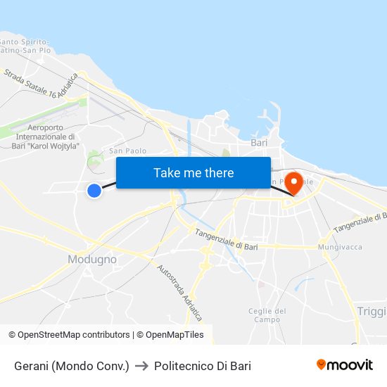 Gerani (Mondo Conv.) to Politecnico Di Bari map