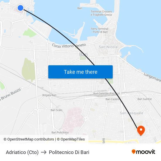 Adriatico (Cto) to Politecnico Di Bari map