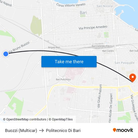 Buozzi (Multicar) to Politecnico Di Bari map