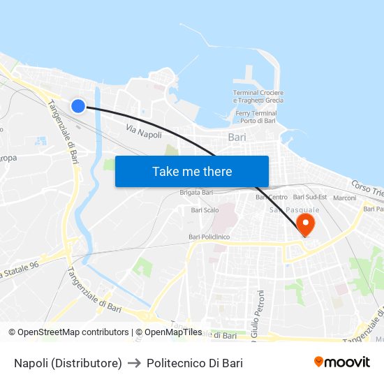 Napoli (Distributore) to Politecnico Di Bari map