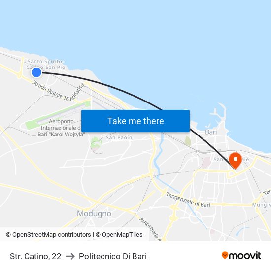 Str. Catino, 22 to Politecnico Di Bari map