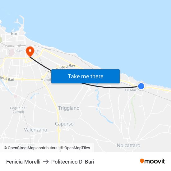 Fenicia-Morelli to Politecnico Di Bari map