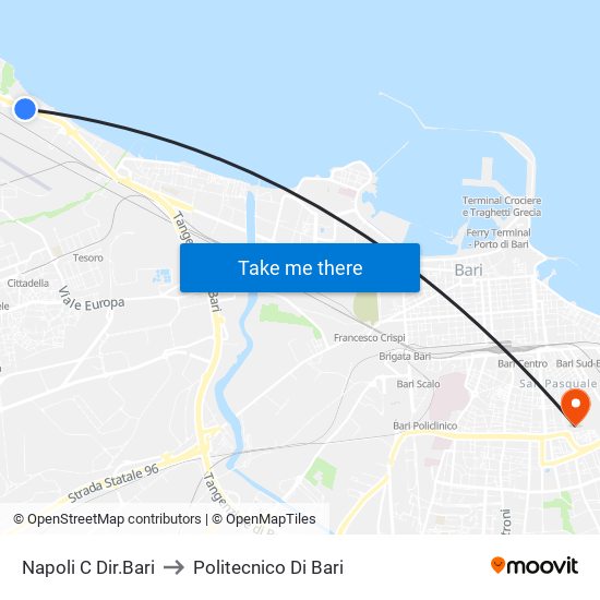 Napoli C Dir.Bari to Politecnico Di Bari map