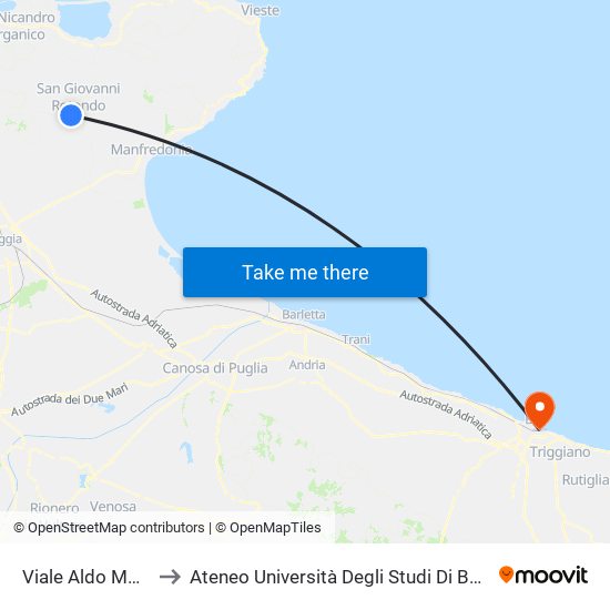 Viale Aldo Moro, 113 to Ateneo Università Degli Studi Di Bari ""Aldo Moro"" map