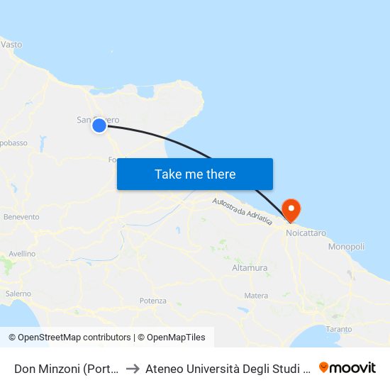 Don Minzoni (Porta San Marco) to Ateneo Università Degli Studi Di Bari ""Aldo Moro"" map