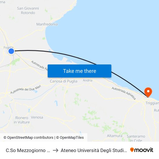 C.So Mezzogiorno (G. Cosmano) to Ateneo Università Degli Studi Di Bari ""Aldo Moro"" map