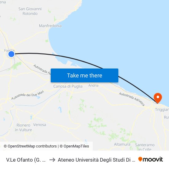 V.Le Ofanto (G. Imperiale) to Ateneo Università Degli Studi Di Bari ""Aldo Moro"" map