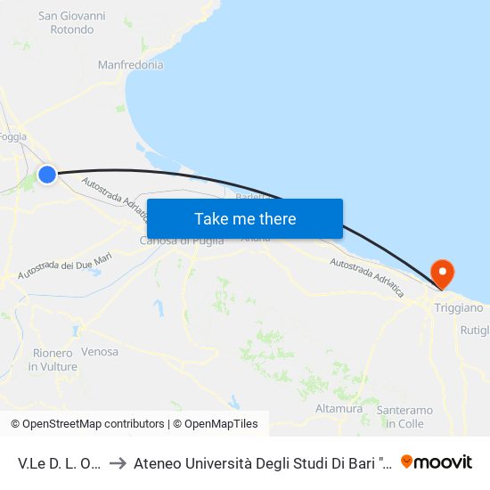 V.Le D. L. Orione to Ateneo Università Degli Studi Di Bari ""Aldo Moro"" map