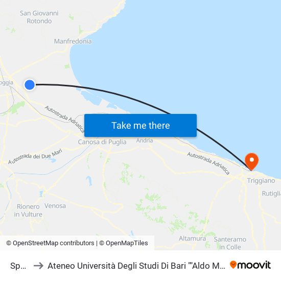 Sp76 to Ateneo Università Degli Studi Di Bari ""Aldo Moro"" map