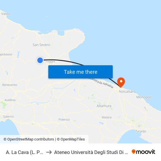 A. La Cava (L. Pirandello) to Ateneo Università Degli Studi Di Bari ""Aldo Moro"" map